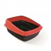 Cat Love Litter Pan with Removable Rim - Red (Medium)